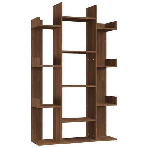 Bogreol 86x25,5x140 cm konstrueret træ brun egetræ