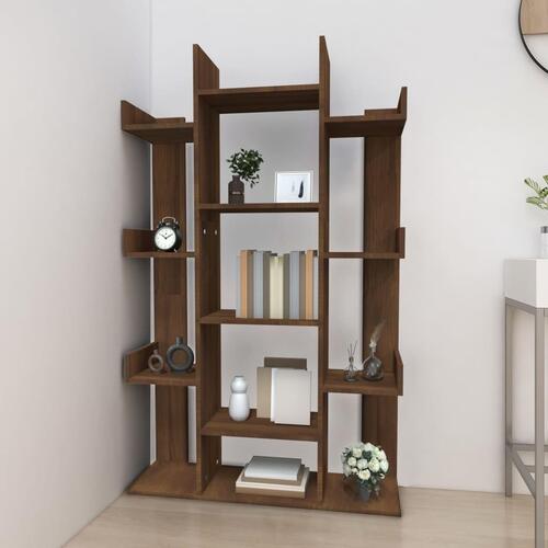 Bogreol 86x25,5x140 cm konstrueret træ brun egetræ