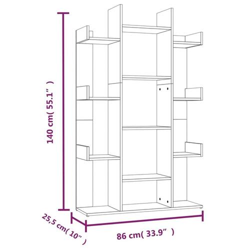 Bogreol 86x25,5x140 cm konstrueret træ brun egetræ