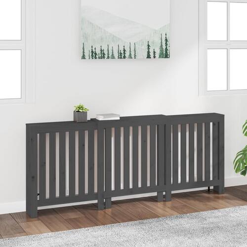Radiatorskjuler 210x21x85 cm massivt fyrretræ grå