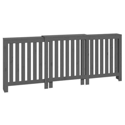 Radiatorskjuler 210x21x85 cm massivt fyrretræ grå