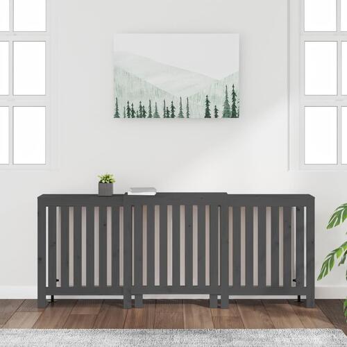 Radiatorskjuler 210x21x85 cm massivt fyrretræ grå