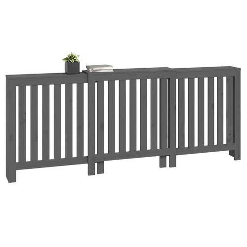 Radiatorskjuler 210x21x85 cm massivt fyrretræ grå