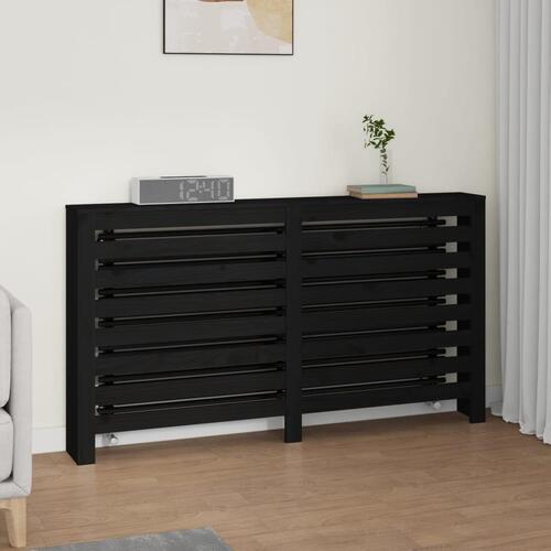 Radiatorskjuler 153x19x84 cm massivt fyrretræ sort