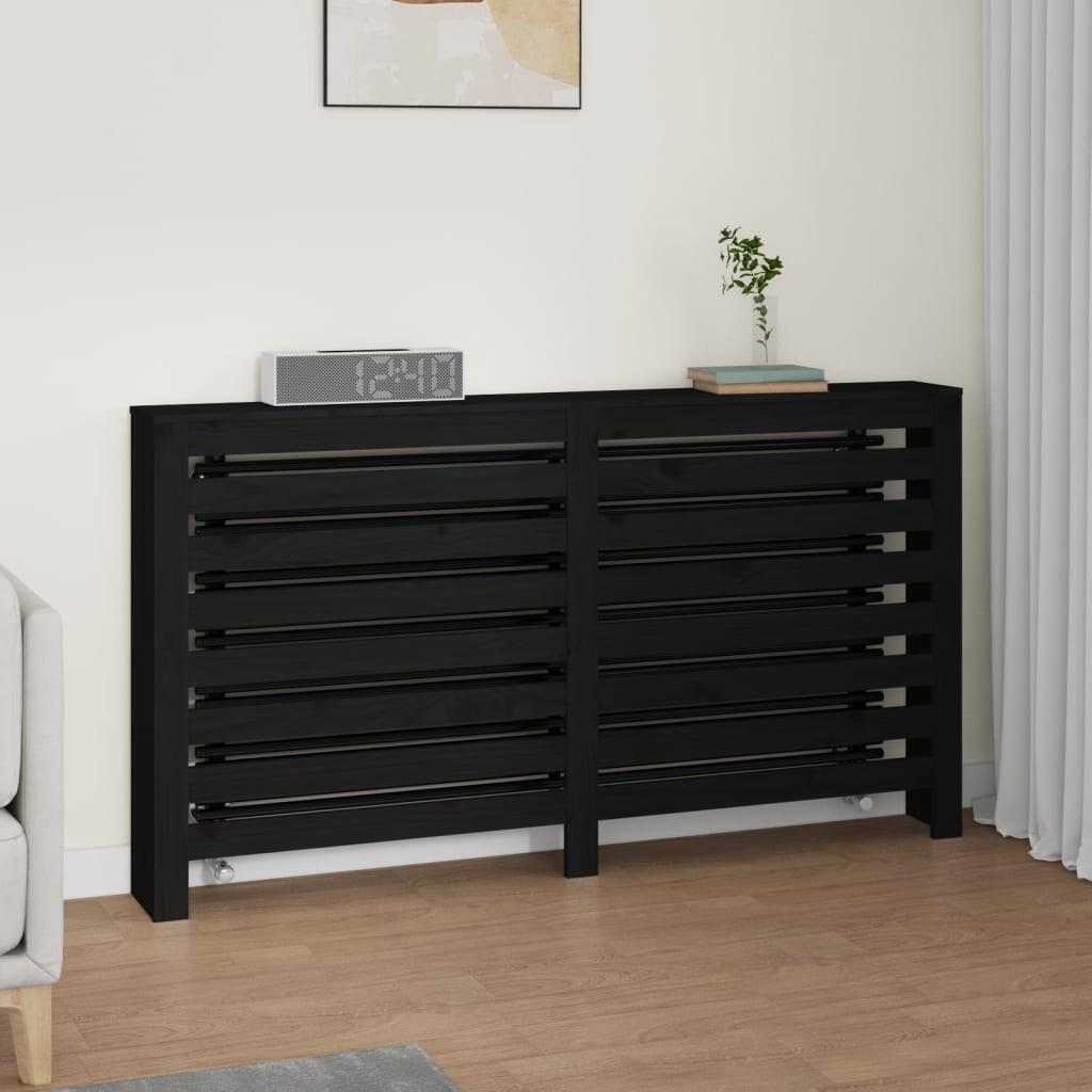 Radiatorskjuler 153x19x84 cm massivt fyrretræ sort