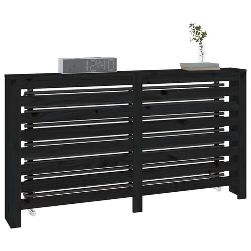Radiatorskjuler 153x19x84 cm massivt fyrretræ sort