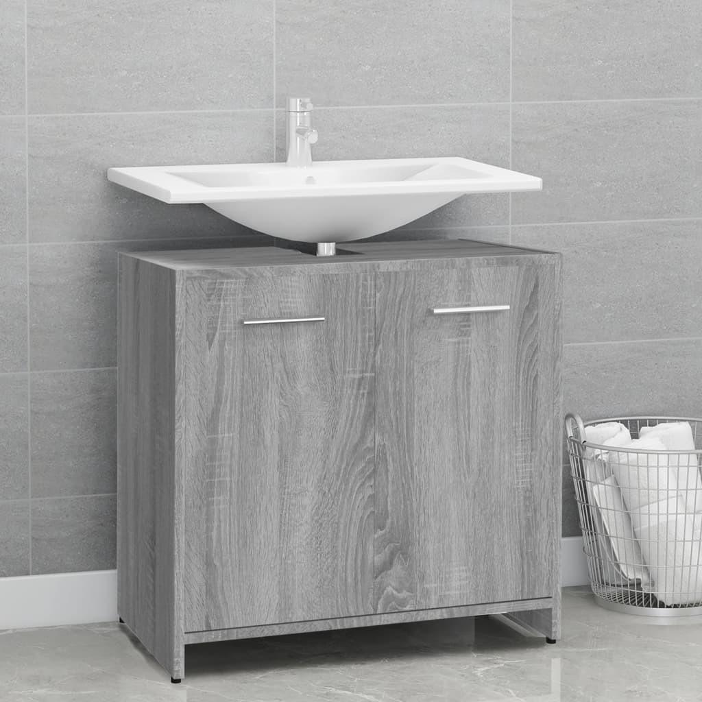 Badeværelsesskab 60x33x60 cm konstrueret træ grå sonoma-eg