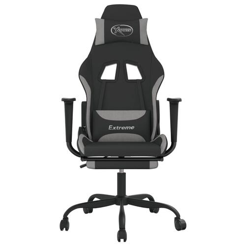 Gamingstol med massagefunktion + fodstøtte stof sort og lysegrå