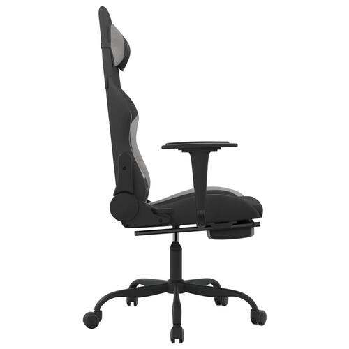 Gamingstol med massagefunktion + fodstøtte stof sort og lysegrå
