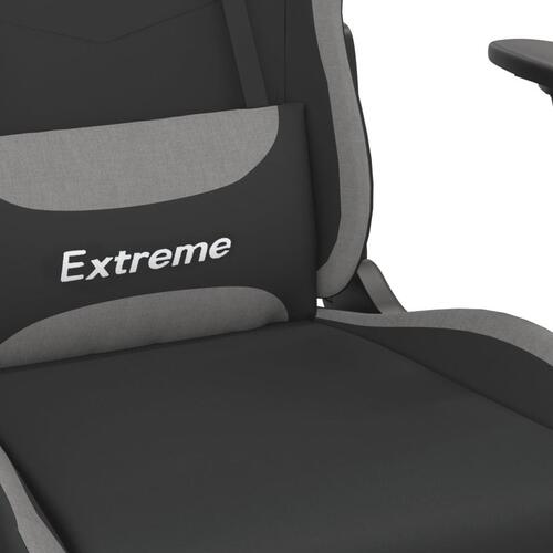 Gamingstol med massagefunktion + fodstøtte stof sort og lysegrå