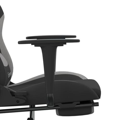 Gamingstol med massagefunktion + fodstøtte stof sort og lysegrå