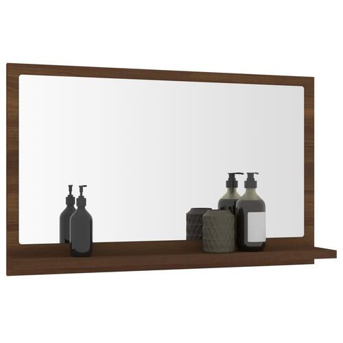 Badeværelsesspejl 60x10,5x37 cm konstrueret træ brun egetræ
