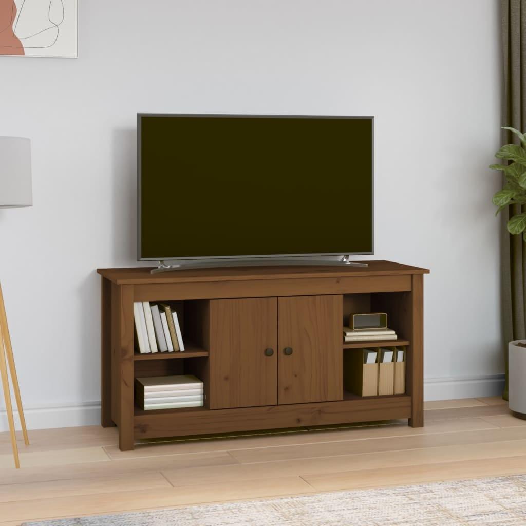 Tv-bord 103x36,5x52 cm massivt fyrretræ gyldenbrun
