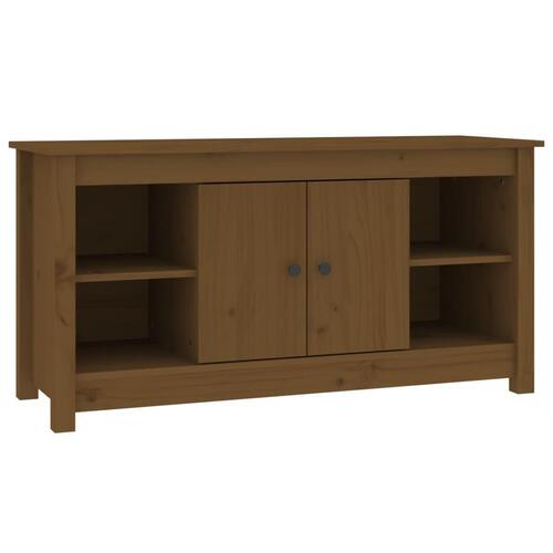 Tv-bord 103x36,5x52 cm massivt fyrretræ gyldenbrun