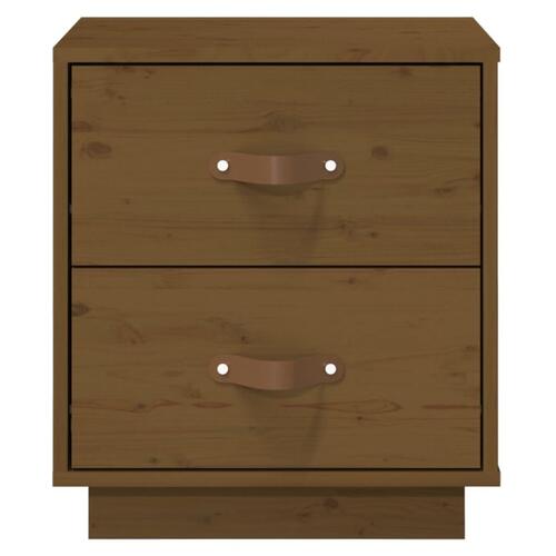 Sengeborde 2 stk. 40x34x45 cm massivt fyrretræ gyldenbrun