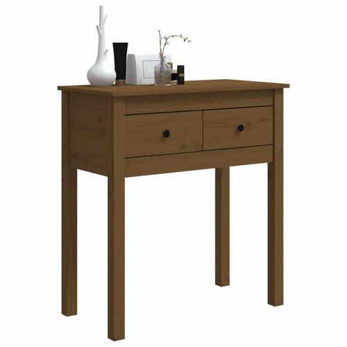 Konsolbord 70x35x75 cm massivt fyrretræ gyldenbrun