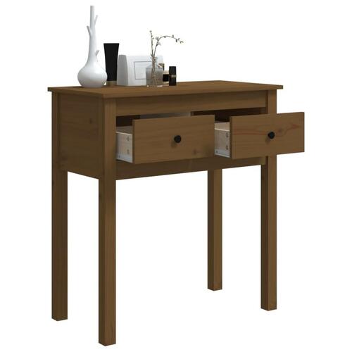 Konsolbord 70x35x75 cm massivt fyrretræ gyldenbrun