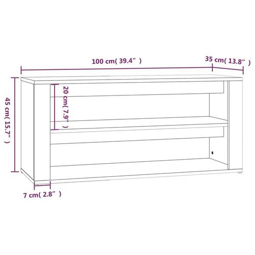 Skoreol 100x35x45 cm konstrueret træ brun egetræsfarve