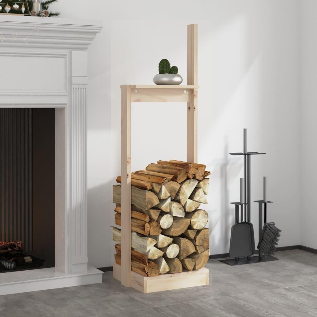 Brændestativ 33,5x30x110 cm massivt fyrretræ