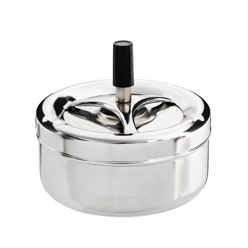 Askebæger med låg - Excellent Houseware, roterende, rustfrit stål, sølvfarvet, Ø 9,5 cm