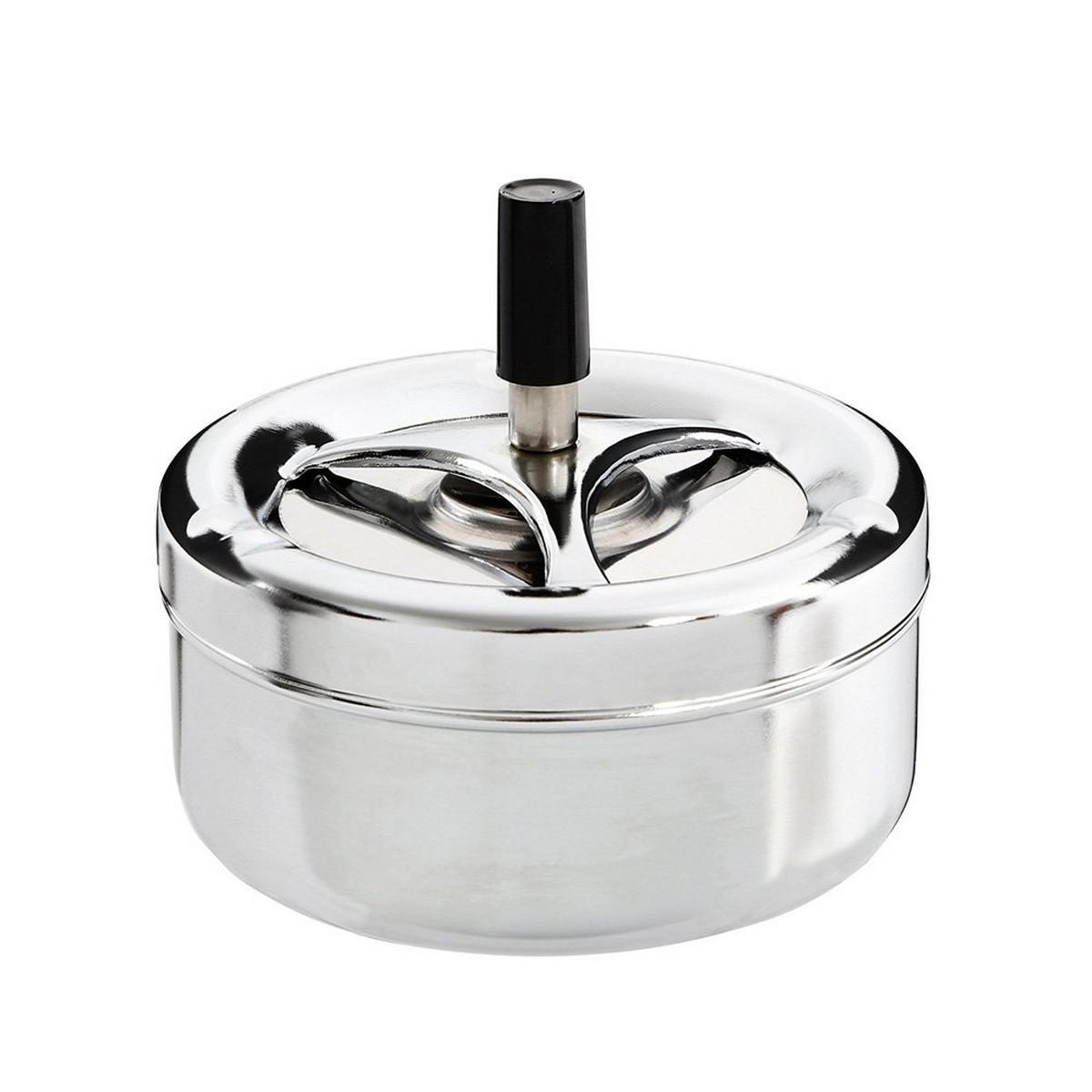 Askebæger med låg - Excellent Houseware, roterende, rustfrit stål, sølvfarvet, Ø 9,5 cm