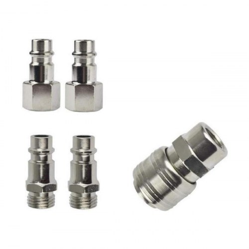 Hofftech set møtrikker 1/4" trykluft - 5 dele, sølvfarvet