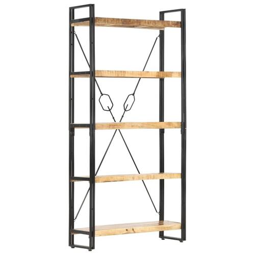 Bogreol med 5 hylder 90x30x180 cm massivt mangotræ