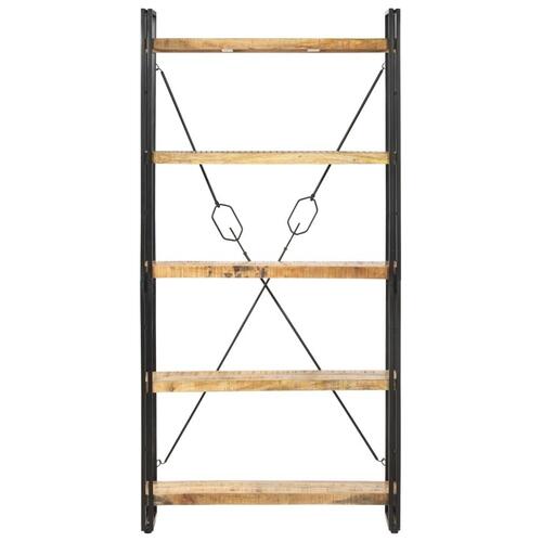Bogreol med 5 hylder 90x30x180 cm massivt mangotræ