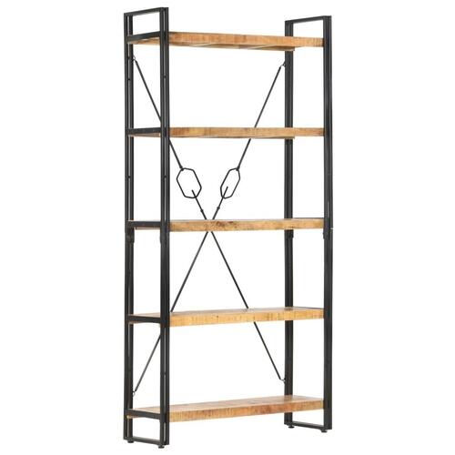Bogreol med 5 hylder 90x30x180 cm massivt mangotræ