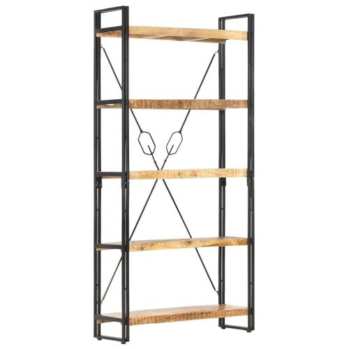 Bogreol med 5 hylder 90x30x180 cm massivt mangotræ