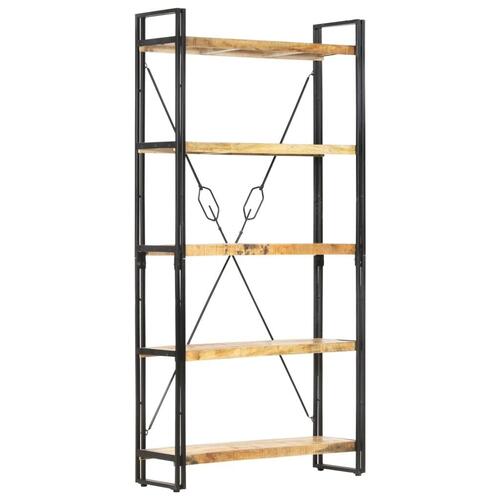 Bogreol med 5 hylder 90x30x180 cm massivt mangotræ