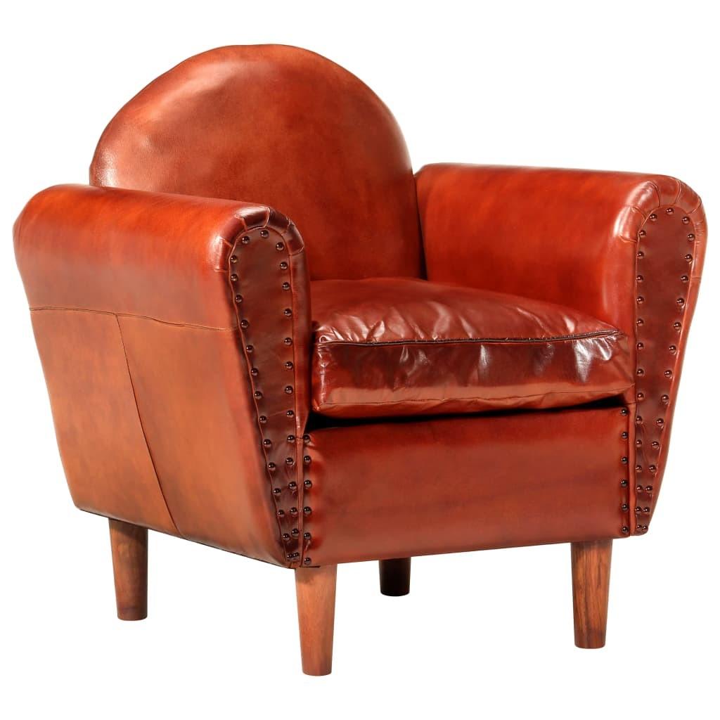 Lænestol 77x65x79cm ægte skind brun billede