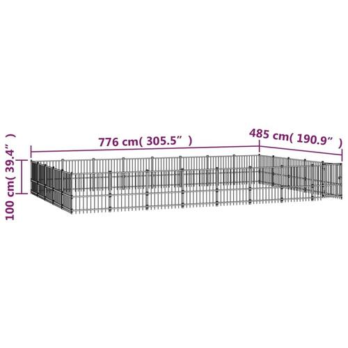 Udendørs hundebur 37,64 m² stål