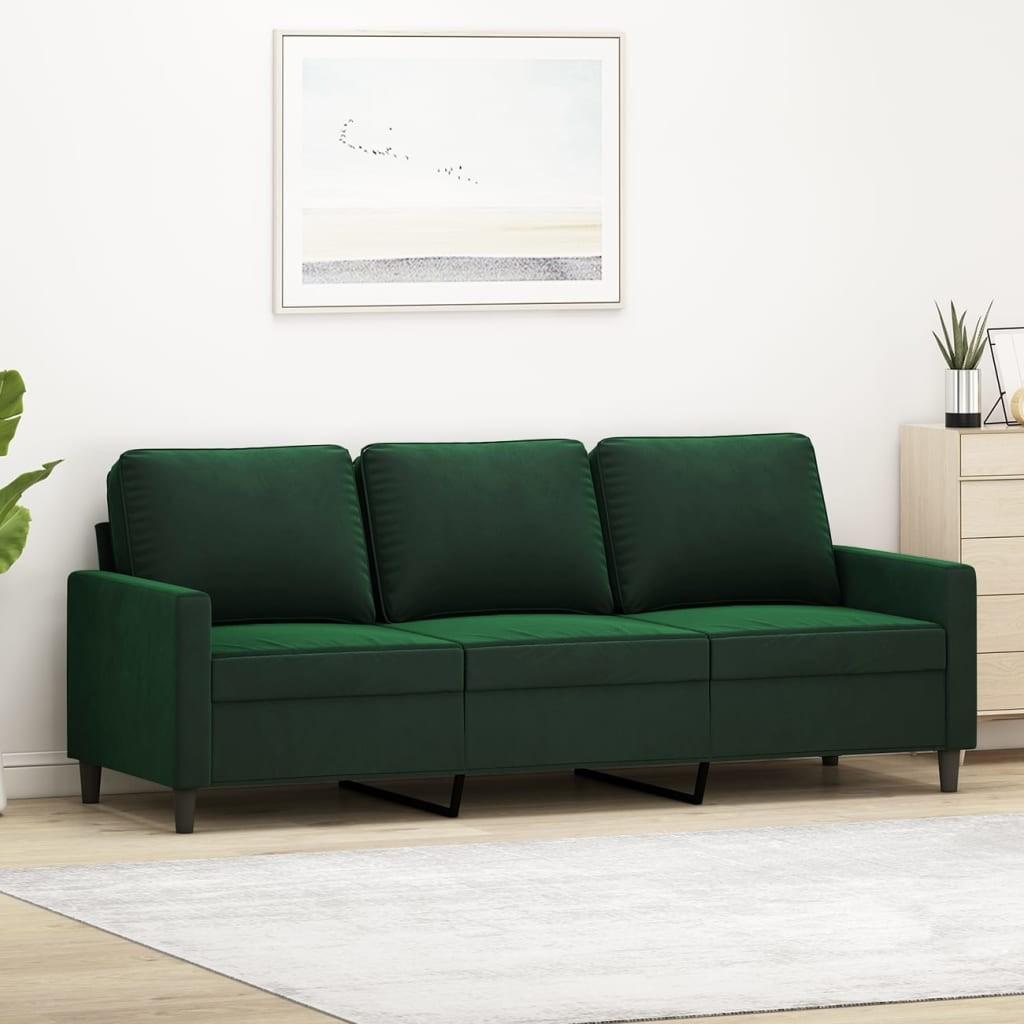 3-personers sofa 180 cm fløjl mørkegrøn