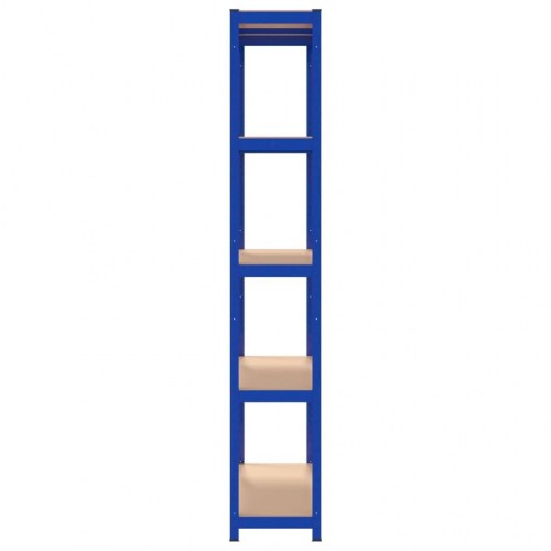 Reoler 4 stk. 5 hylder stål og konstrueret træ blå