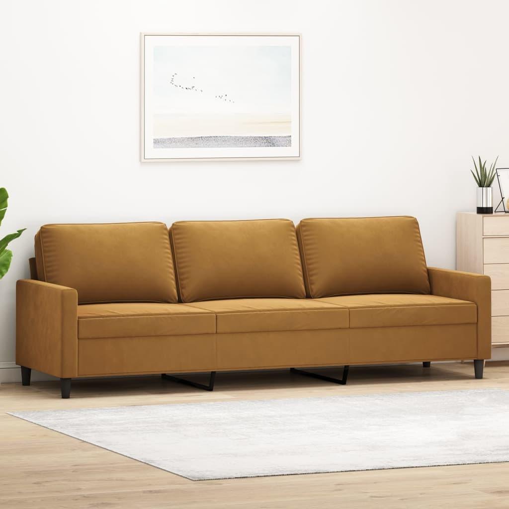 3-personers sofa 210 cm fløjl brun