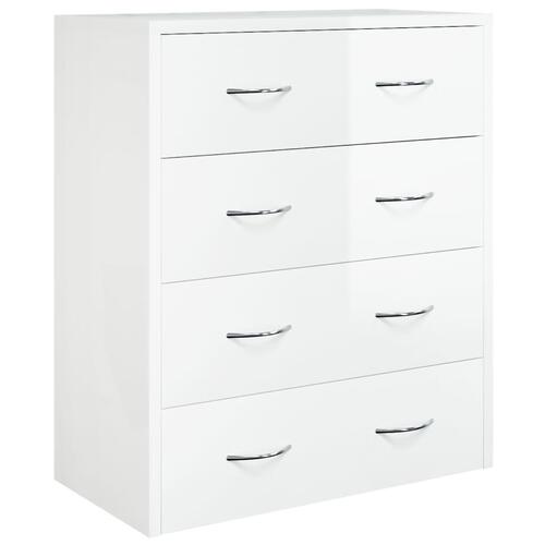 Skænk med 4 skuffer 60x30,5x71 cm hvid højglans
