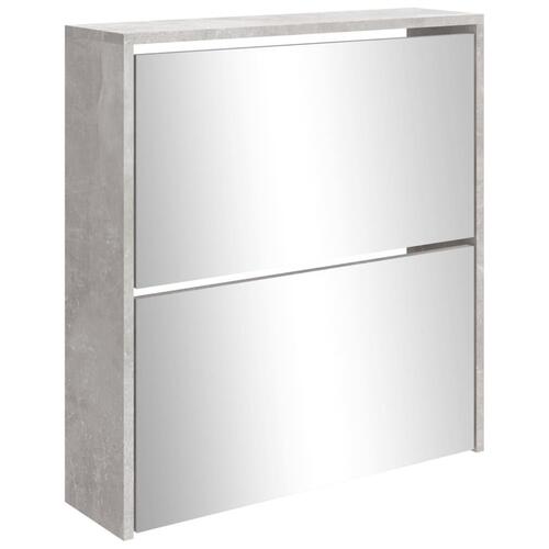 Skoskab med spejl 2 hylder 63x17x67 cm betongrå