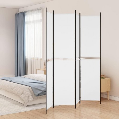 4-panels rumdeler i stof - hvid, 200 × 220 cm