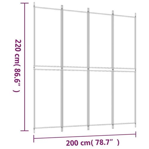 4-panels rumdeler 200x220 cm stof antracitgrå
