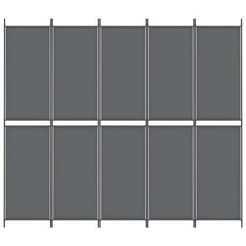 5-panels rumdeler 250x220 cm stof antracitgrå