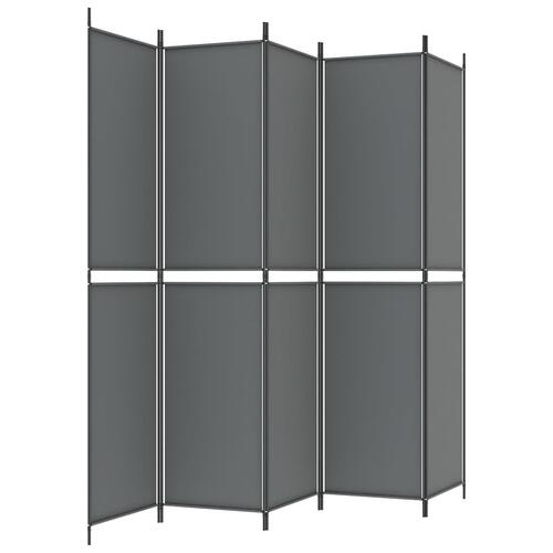 5-panels rumdeler 250x220 cm stof antracitgrå