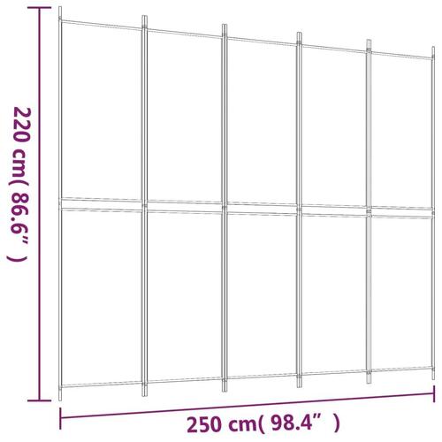 5-panels rumdeler 250x220 cm stof antracitgrå