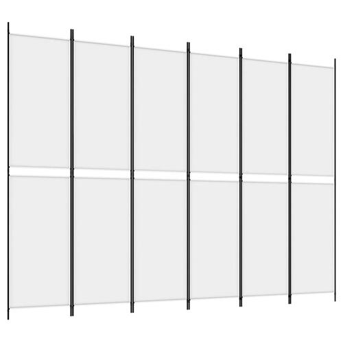 6-panels rumdeler 300x220 cm stof hvid