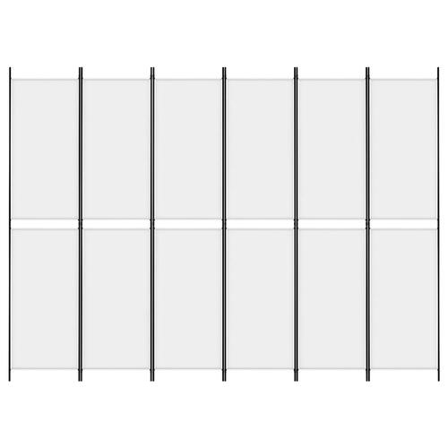 6-panels rumdeler 300x220 cm stof hvid