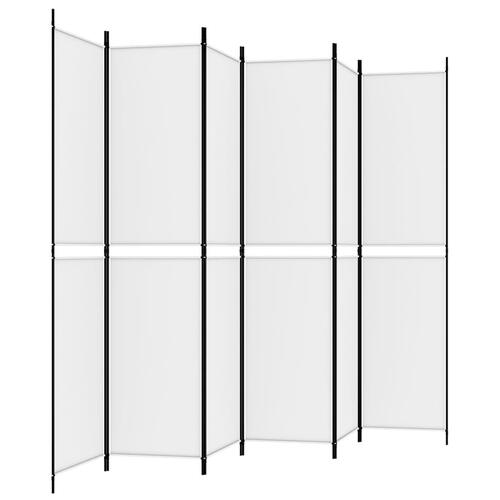 6-panels rumdeler 300x220 cm stof hvid