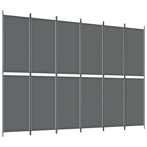6-panels rumdeler i stof - 300 × 220 cm, antracitgrå