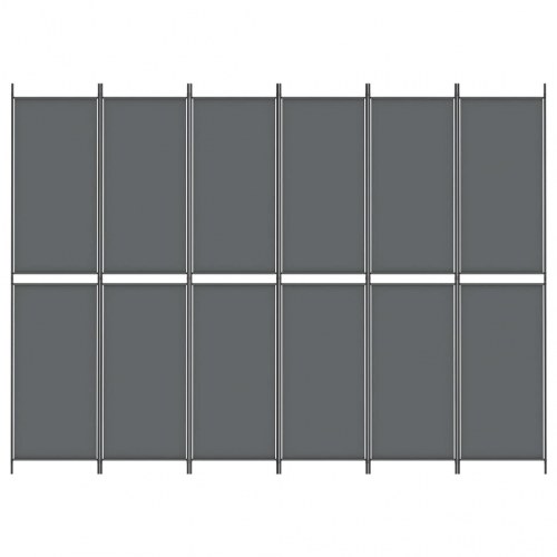 6-panels rumdeler i stof - 300 × 220 cm, antracitgrå