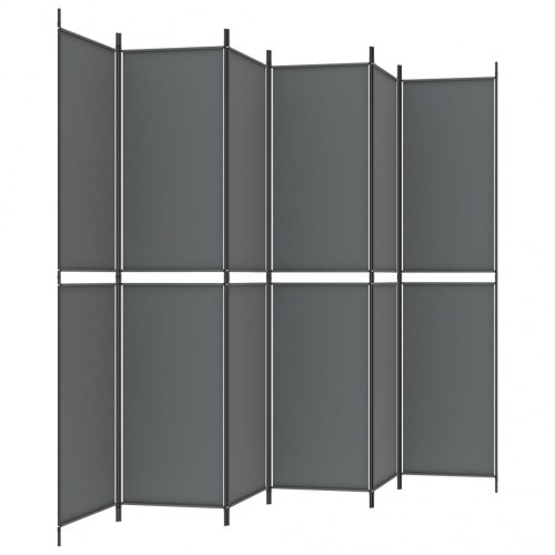 6-panels rumdeler i stof - 300 × 220 cm, antracitgrå