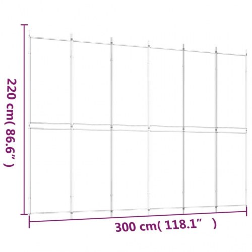 6-panels rumdeler i stof - 300 × 220 cm, antracitgrå